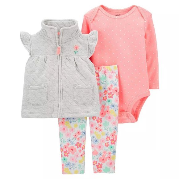 Carter's Other - Carter's Quilted Little Vest, Bodysuit & Pants Set